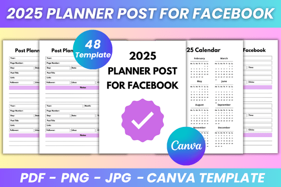 2025 Post Planner for Facebook Canva Kdp Interior