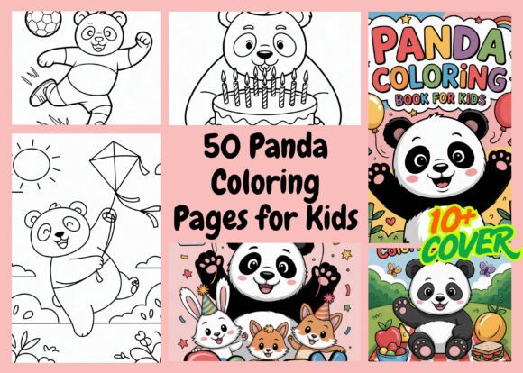 50 Panda Coloring Pages for Kids-KDP