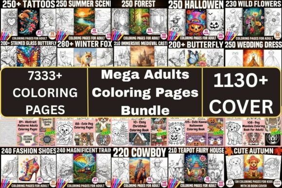Adults Coloring Pages Mega Bundle
