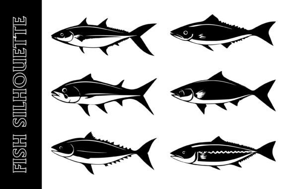 Black and White Fish Silhouettes for Creative and Commercial Projects