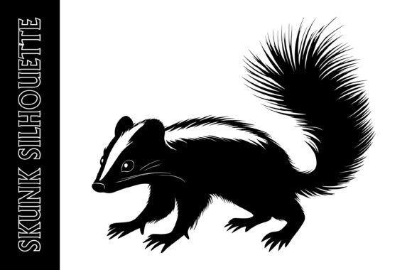 Bold Black Silhouette of a Skunk: A Versatile Design Element for Creative Projects