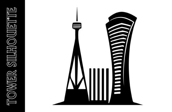 Cityscape with Tower and Skyscraper: A Versatile Graphic for Print and Digital Use
