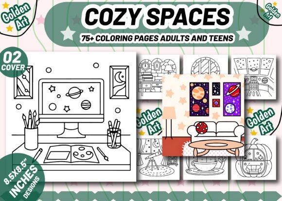 Cozy Spaces Coloring Pages KDP Interior