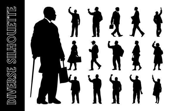 Diverse Silhouette People for Creative Projects