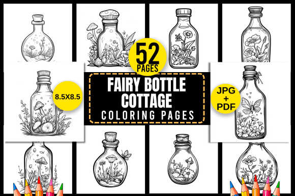 Fairy Bottle Cottage Coloring Pages: A Creative Escape for All Ages