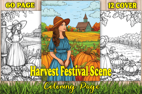 Harvest Festival Scene Coloring Page