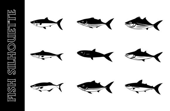 Illustration of Various Fish Silhouette: A Versatile Design Element for Creative Projects