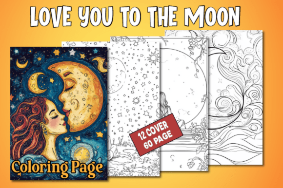 Love You to the Moon Coloring Page: A High-Quality Digital Printable for Adults