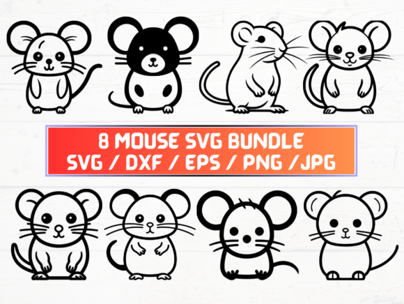 Mouse SVG, DXF, EPS, JPG, PNG Files for Versatile Use