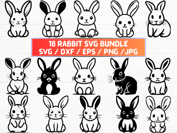 Rabbit SVG DXF EPS JPG PNG Files for Creative Projects