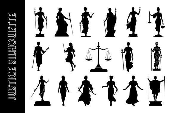 Silhouette Collection of Justice: A Strategic Design Asset for Creative and Commercial Use