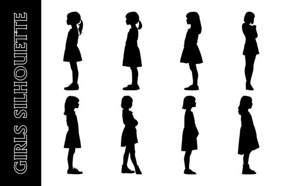 Silhouettes of Girls in Profile View: A Versatile Design Asset for Print and Digital Projects