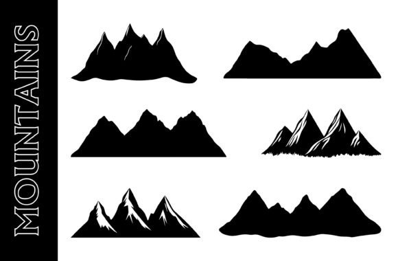 Six Silhouettes of Majestic Mountains: A Versatile Design for Print and Digital Creations