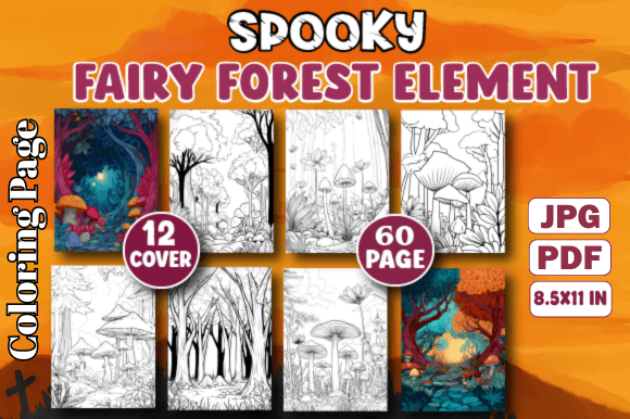 Spooky Fairy Forest Element Coloring Page: A High-Resolution Digital Printable for Creative Projects