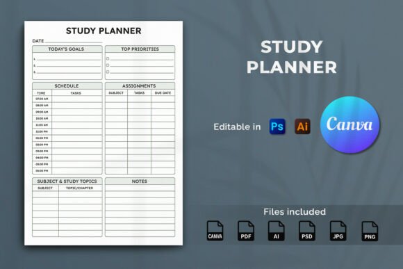 Study Planner Template KDP Interior