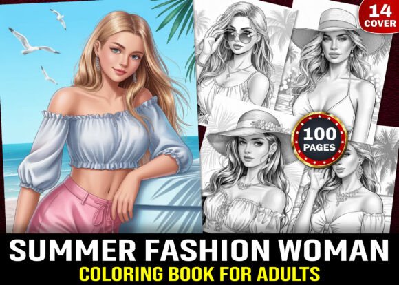 Summer Fashion Woman Grayscale Coloring: A Creative Escape for Adults