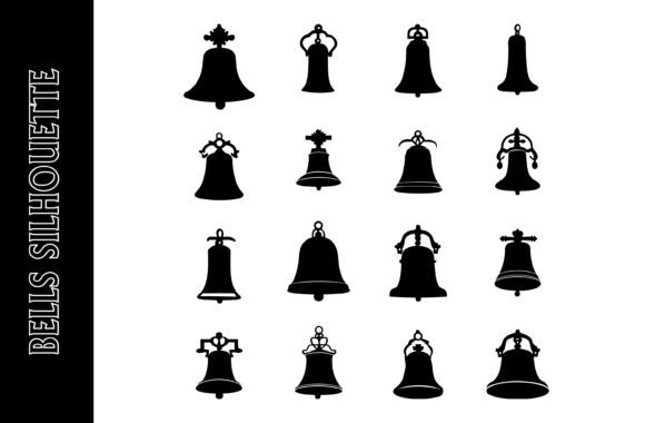 Various Black Silhouette Bells: A Versatile Design Element for Print Products