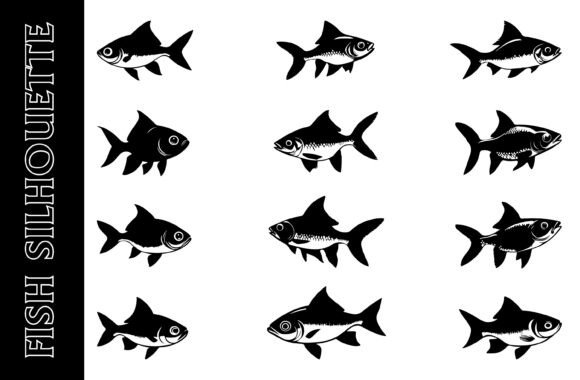 Various Fish Silhouettes Design Guide